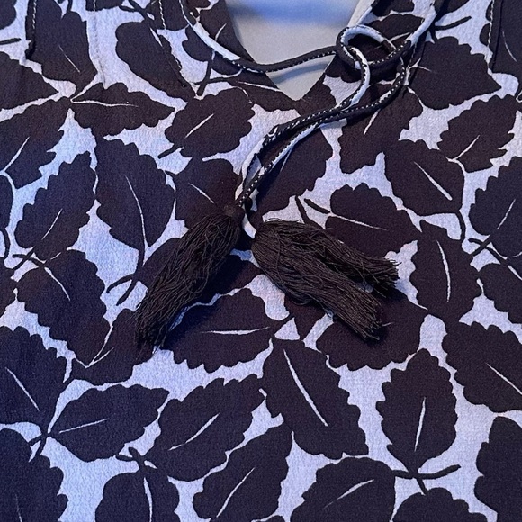 Sail To Sable Ruffle Neck Long Sleeve Blue Blouse - XS - Picture 8 of 13